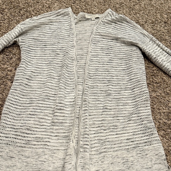 LOFT Light Gray Open-Knit Cardigan - Picture 6 of 7